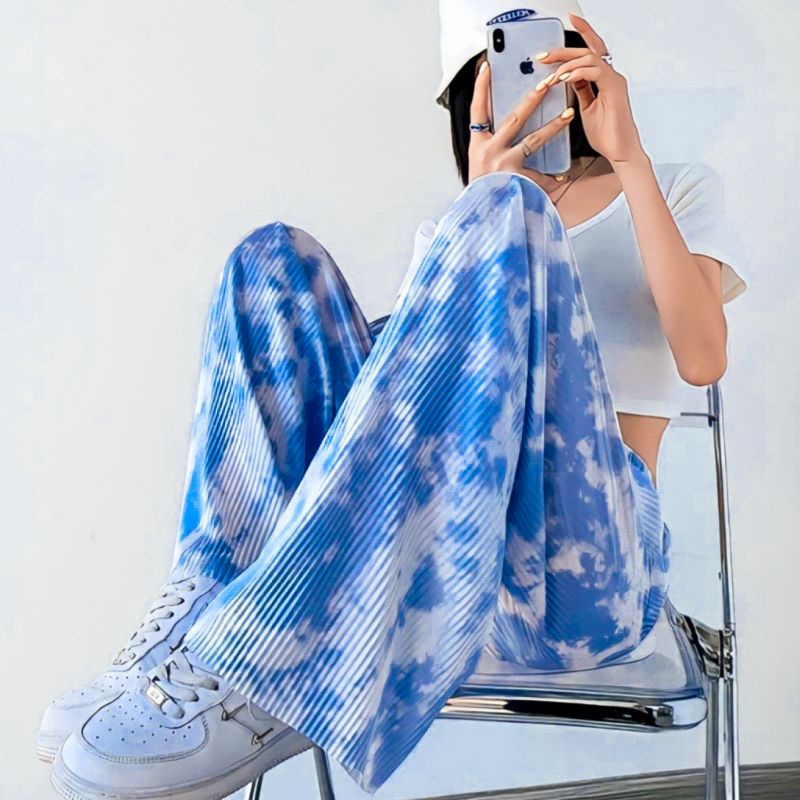 CELANA KULOT PLISKET TIE DYE LOOSE HIGHWAIST | KOREAN SYTLE LONG PANTS
