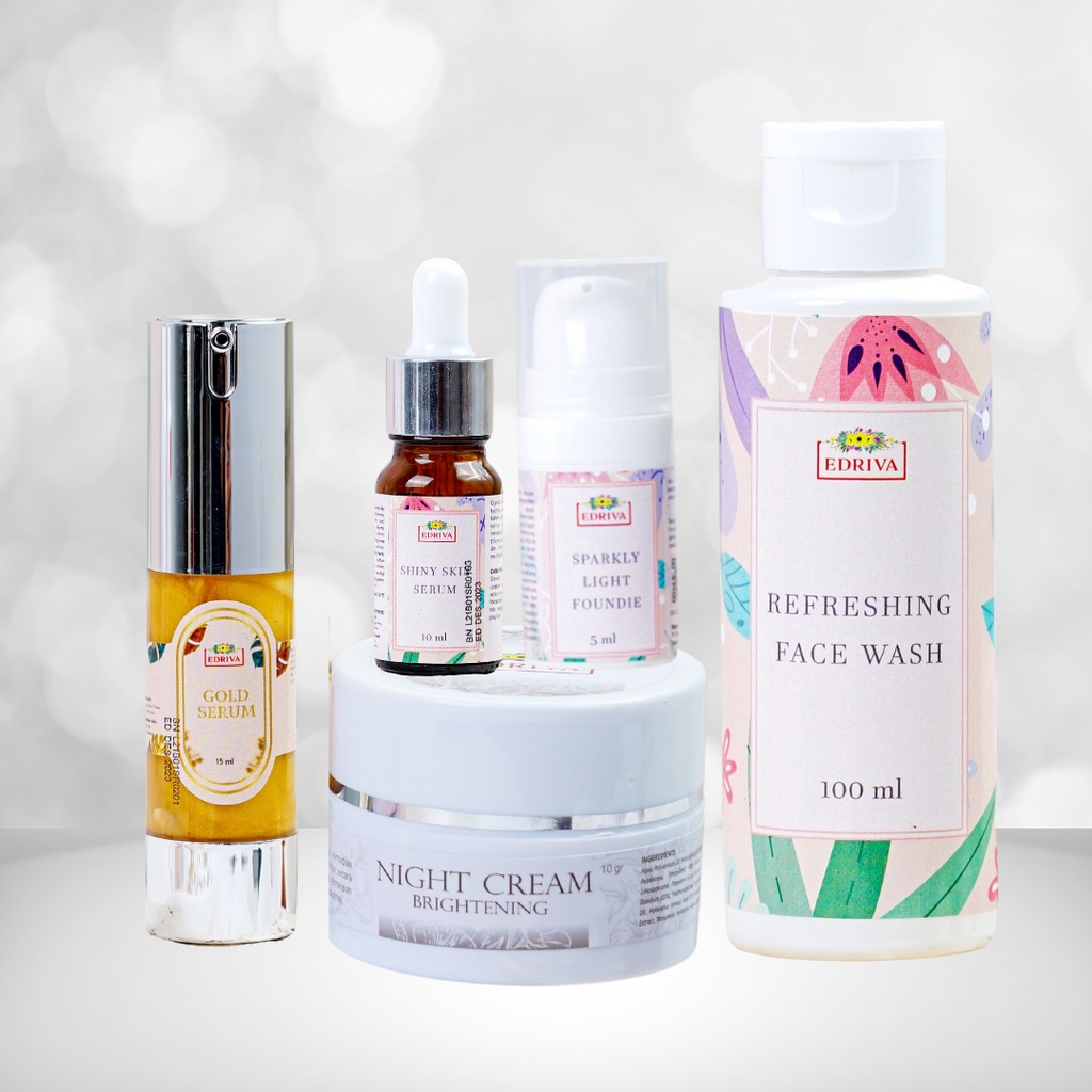 KRIM GLOWING PAKET GLOWING EDRIVA 5 PCS TANPA PINK SOFT JELLY | BPOM