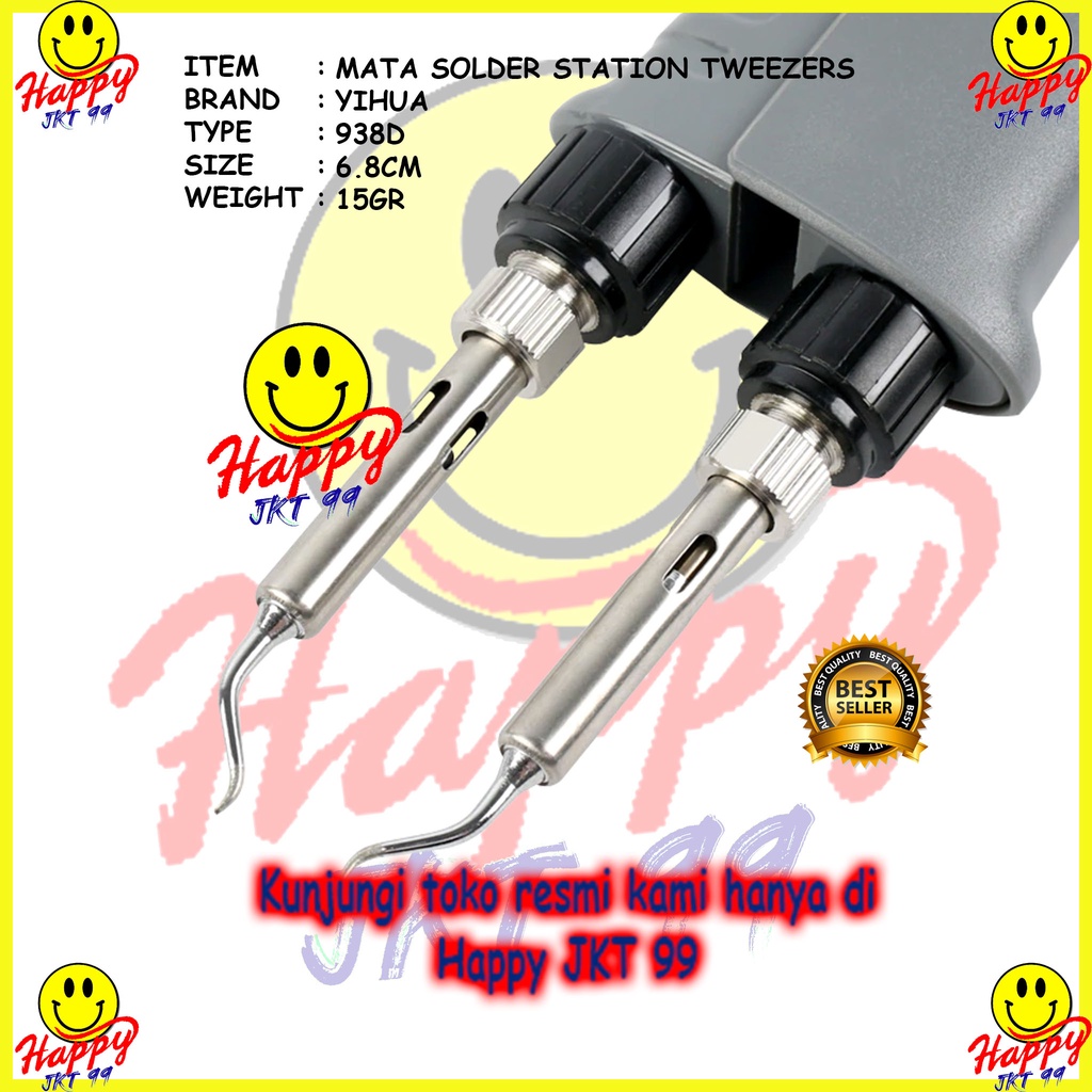 MATA SOLDER STATION TWEZZER YIHUA 938D 938 D 2PCS (1PASANG) SOLDERING TIP PORTABLE ORIGINAL