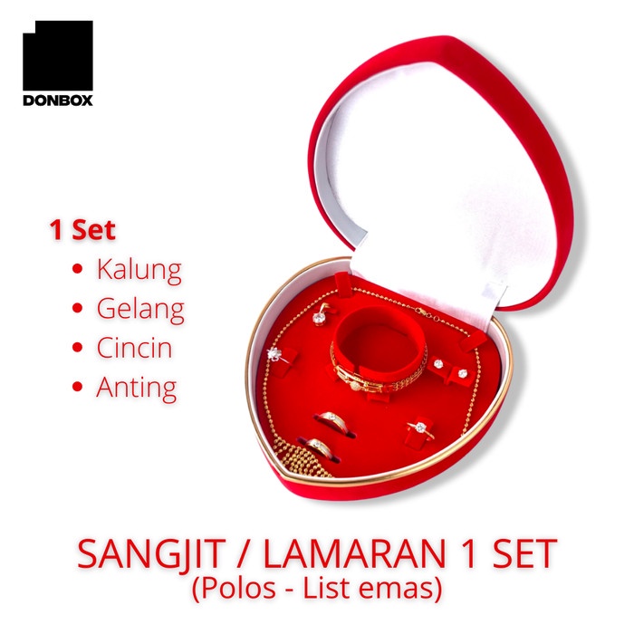 Mahar Tempat Kotak Perhiasan Lamaran / Sangjit 1 Set Full Beludru