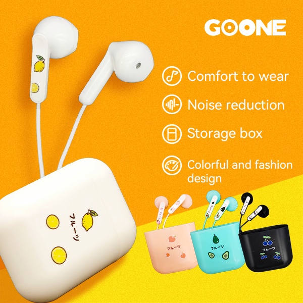 GOONE Earphone Earbuds Kotak TWS Tempat Headset Awet Headset Universal iOS Android Warna Hitam Putih Pink Biru