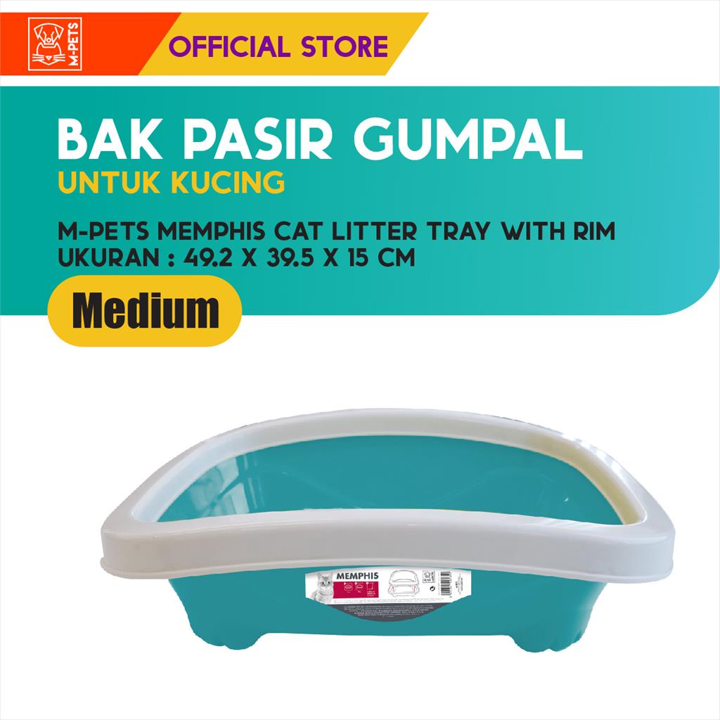 M-Pets Memphis Cat Litter Tray With Rim Medium / Pasir Kucing