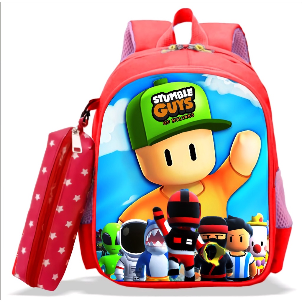 PREMIUM Tas anak sekolah laki laki karakter kartun STUMBLE GUYS ransel terbaru 2022 bisa bayar di tempat ( COD )