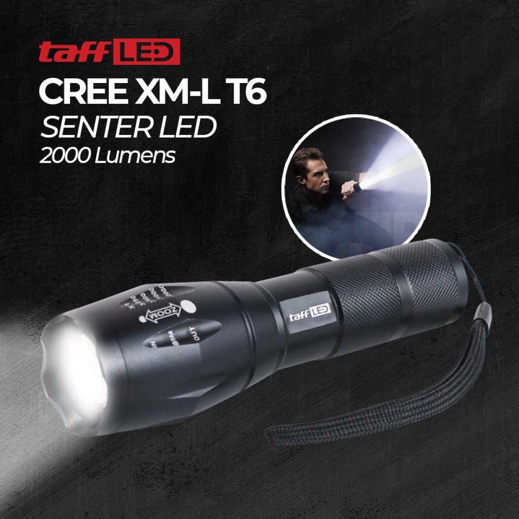 Senter LED Taktikal Cree XML T6 2000 Lumens