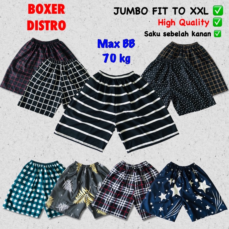 [HJ] BOXER PRIA JUMBO fit to XXL / BOXER DISTRO / Celana pendek pria / Celana motif pria / Boxer motif / Kolor pria / Celana pria / Celana boxer