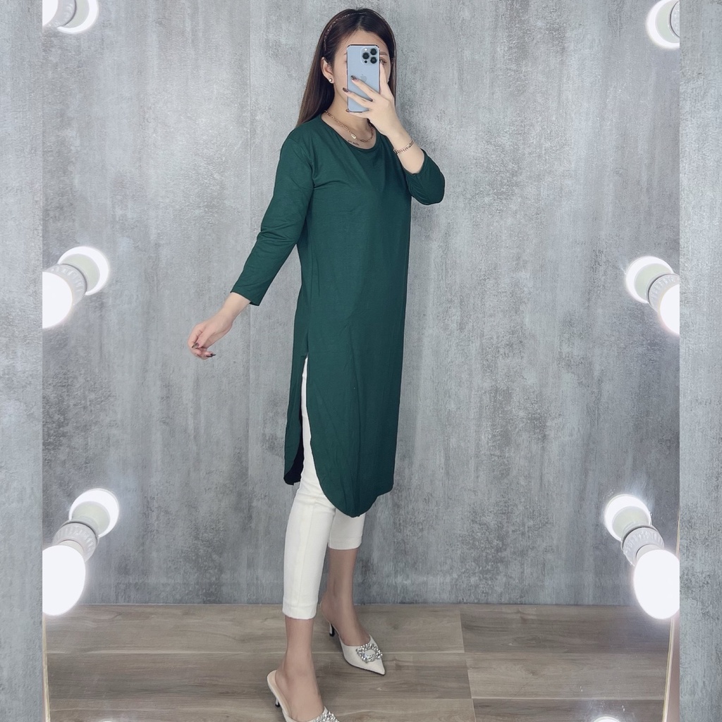 Tunik belah samping lengan 7/8 | tunik jumbo oversize