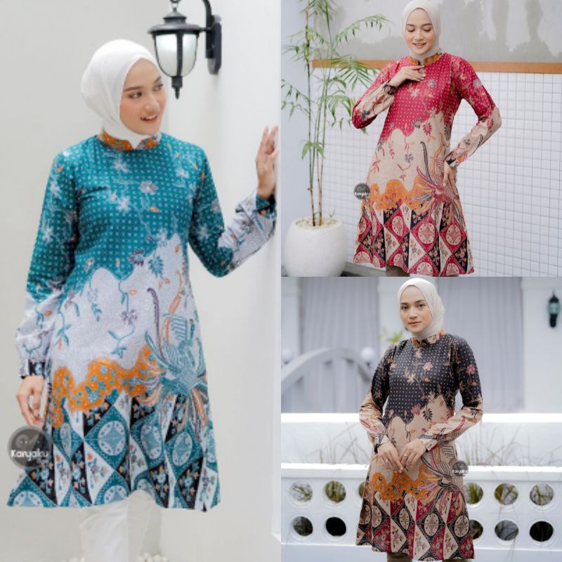 BATIK TUNIK SHIBORI JUMPUTAN TERBARU ALL SIZE 106CM / HRB026 YELBOR NAVBOR / BIRU PUTIH / ORIGINAL..