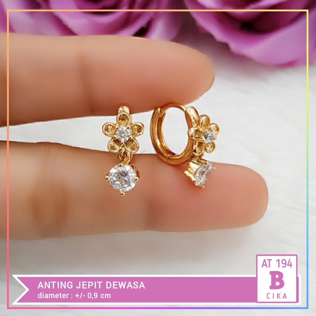 Anting xuping dewasa cetik bunga mata satu perhiasan lapis emas gold AT 194