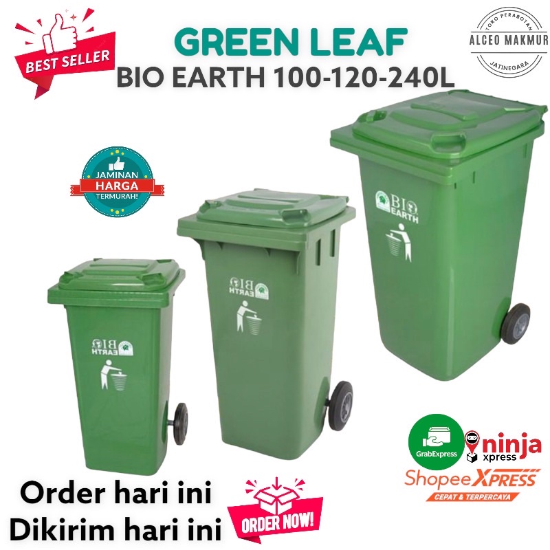 TEMPAT SAMPAH RODA 100-120-240 LITER / BIO EARTH - GREEN LEAF