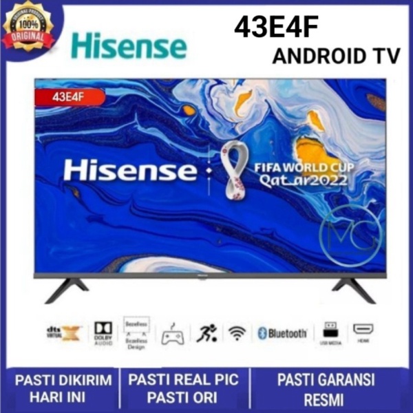 Hisense 43 inch FHD Android Smart TV-Dolby Audio HDMI 43E4F - TANPA PENGAMAN Promo