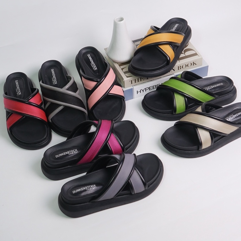 LAPEPA YUK - Dunkenstock ZOEY Sandal Wanita Silang Tinggi 5cm Size 36 - 40 Selop Tidak Licin Sendal Beleza Wedges Slop Birken Rumah Belezza 37 38 39 Warna Cream Krem Belleza Kekinian Premium Terbaru Shoes Ori Original Mall Official Store