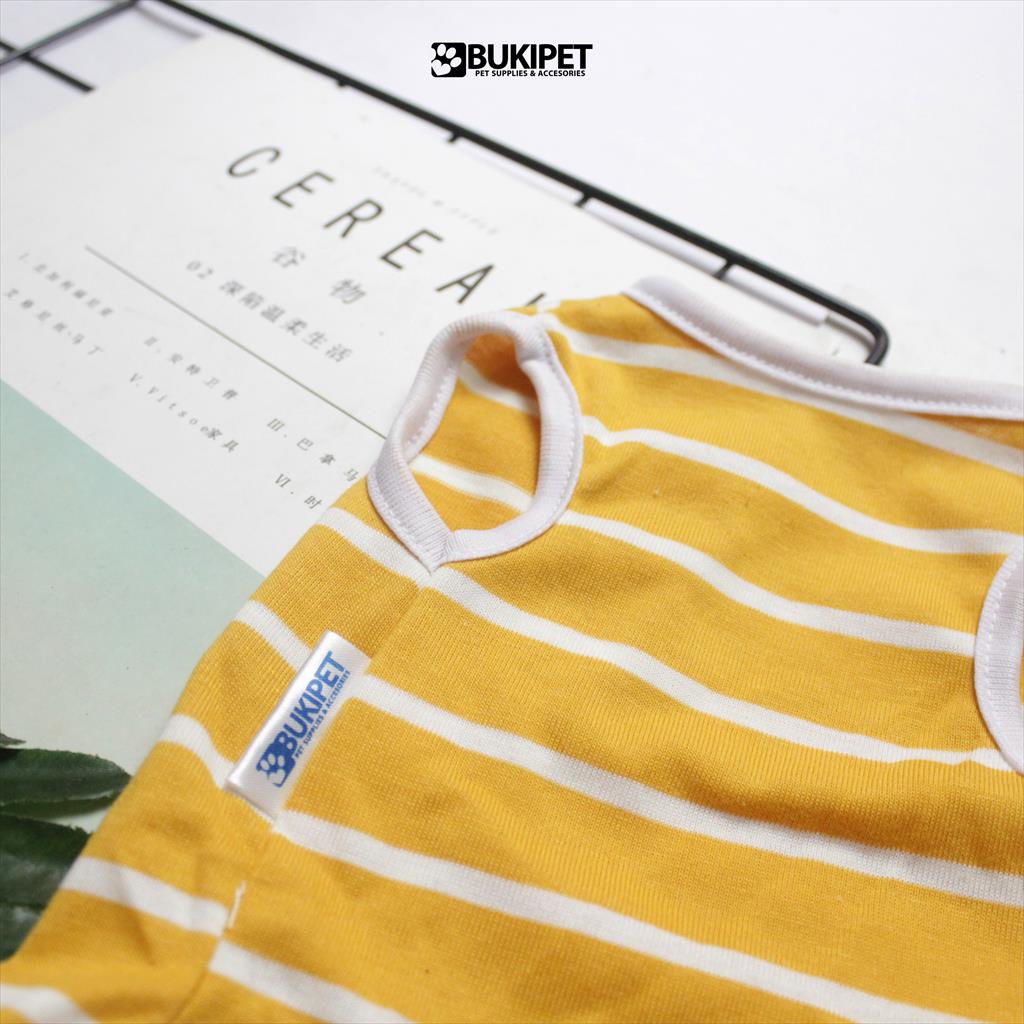 Baju Kucing Lucu Murah Cewek Cowok Aksesoris Hewan Kecil - Tank Stripe Dark Yellow Series