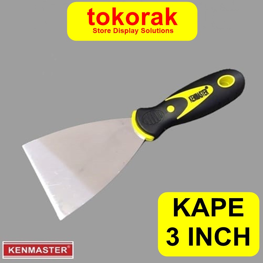 KENMASTER KAPE 3 INCH STAINLESS GAGANG KARET - SCRAP PUTTY KNIFE