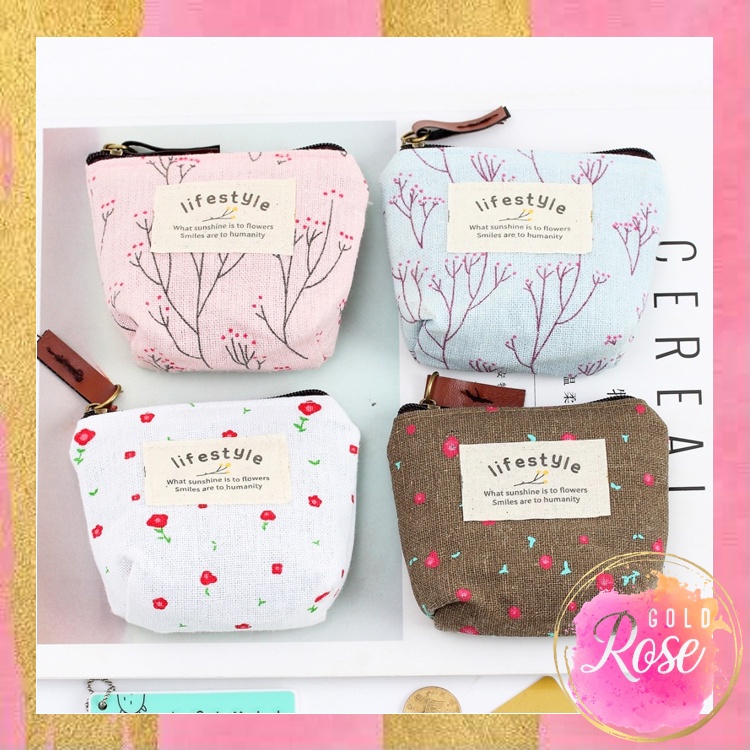 Rosegold D5566 Dompet Koin Dompet Koin Lifestyle Dompet Serbaguna Sleting Motif Bunga Dompet Koin Do