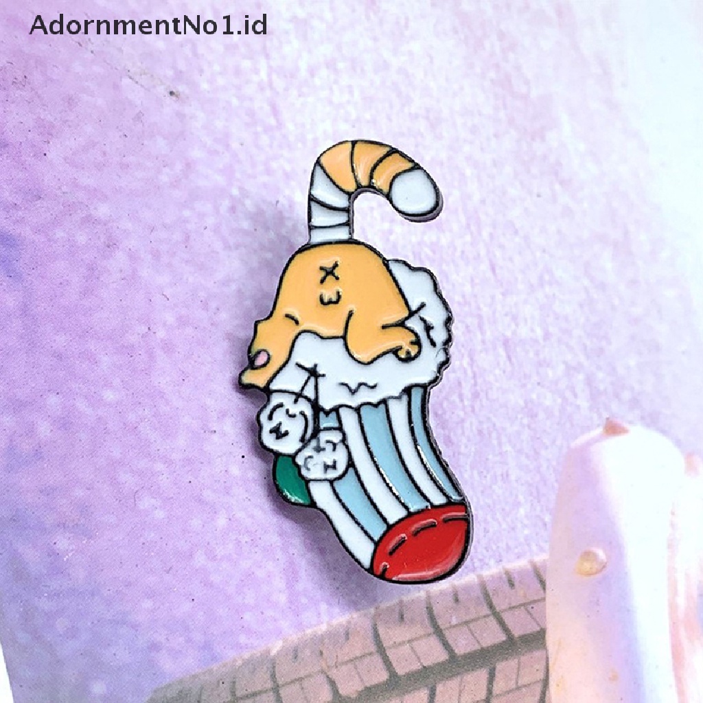 Bros Pin Enamel Desain Kartun Santa Claus Pohon Natal Lonceng Natal No1 Untuk Kerah Denim