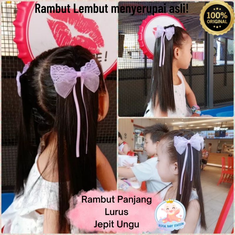 New Wig Jepit Rambut Anak Panjang Lurus Ikal Keriting Original Super Lembut