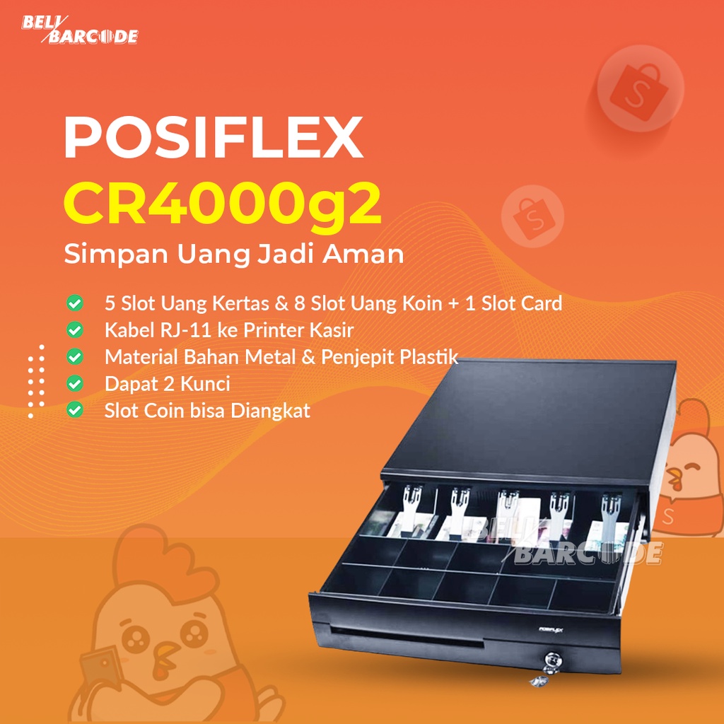 Laci Uang Kasir Posiflex CR4000g2 Cash Drawer 5 Slot Uang Kertas