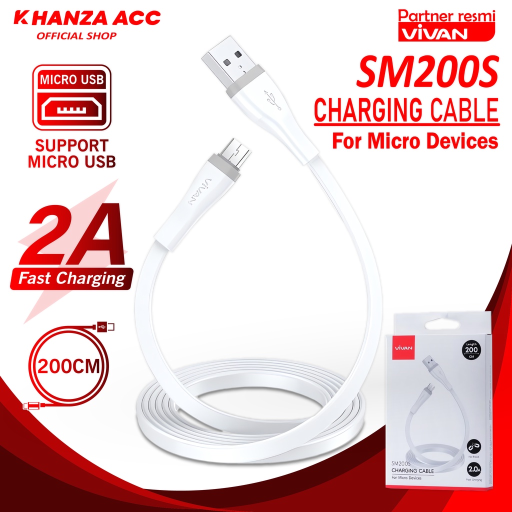 KHANZAACC Vivan SM200S Kabel Data Micro USB Fast Charging For Android 2A 2M