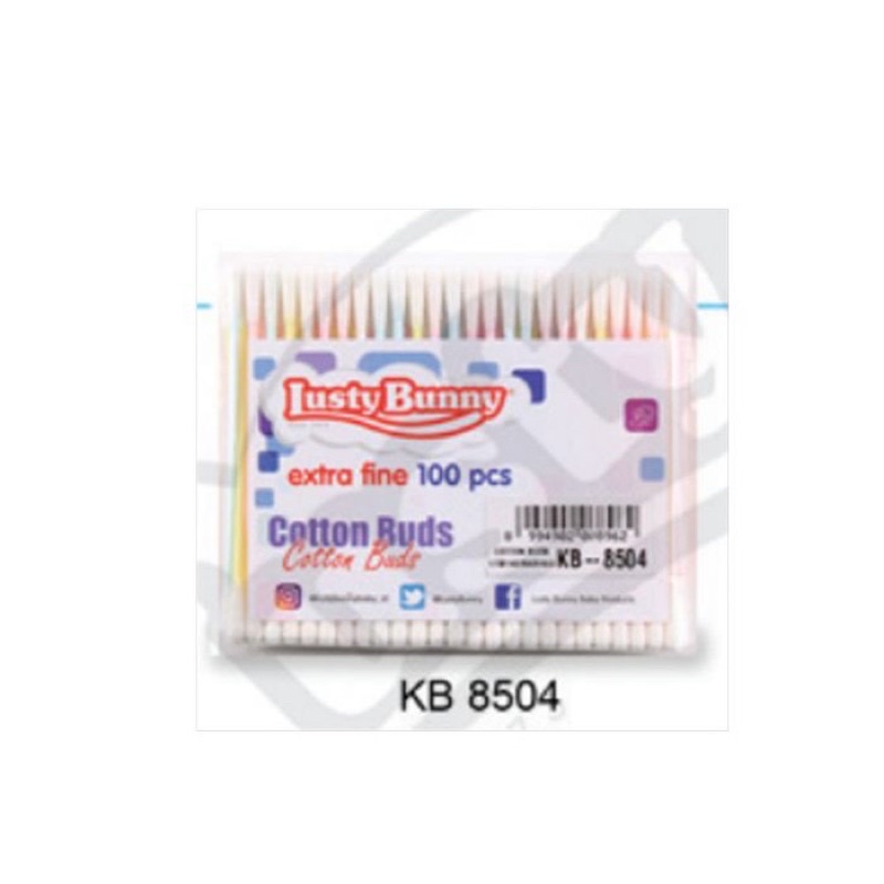 Lusty Bunny Cotton Buds Extra Fine 100pc Cottonbud Tip Kecil Bayi Pembersih Kotoran Bayi Dewasa Makeup Cleaner