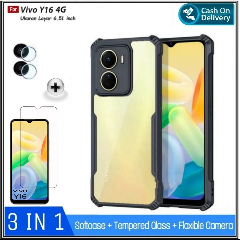 Riyanali_Shop PAKET 3IN1 Case VIVO T1 5G / Z1 Pro / Y16 4G / Y35 / Y02S / Y22 / Y22S Soft Hard Fusio