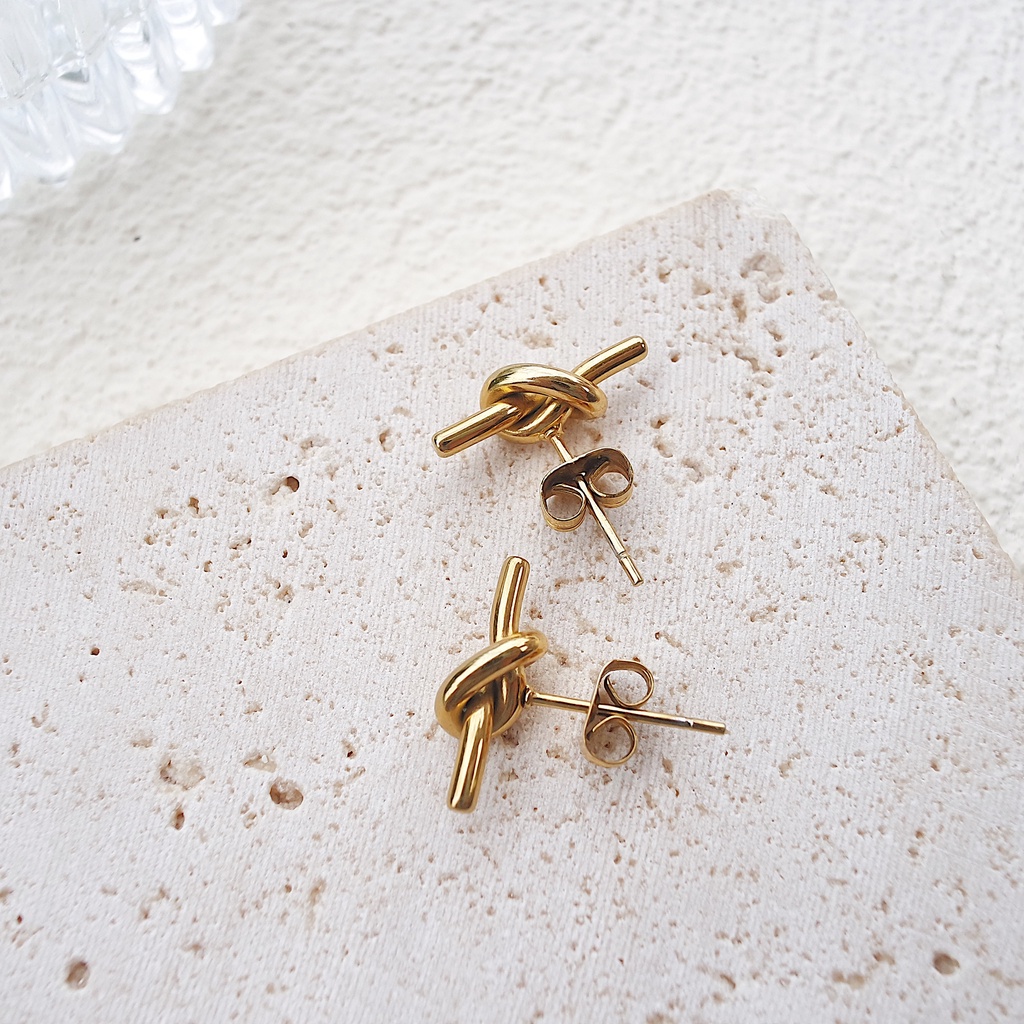 KNOT EARRINGS / ANTING BASIC - STAINLESS STEEL - ANTI KARAT