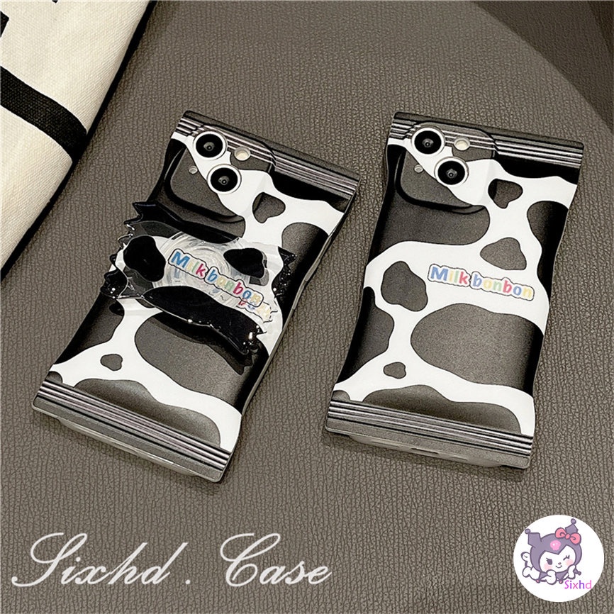 Redmi 12C 10C 10A 10 Redmi Note 12 11 11s 10s 10 9 8Pro Redmi 9T 9C 9A 9 Xiaomi 12 Lite 11Lite 12T 11T 10T Poco M3 X4Pro Snack Bag Case Cute Black White Cow Pattern Phone Case Soft Cover