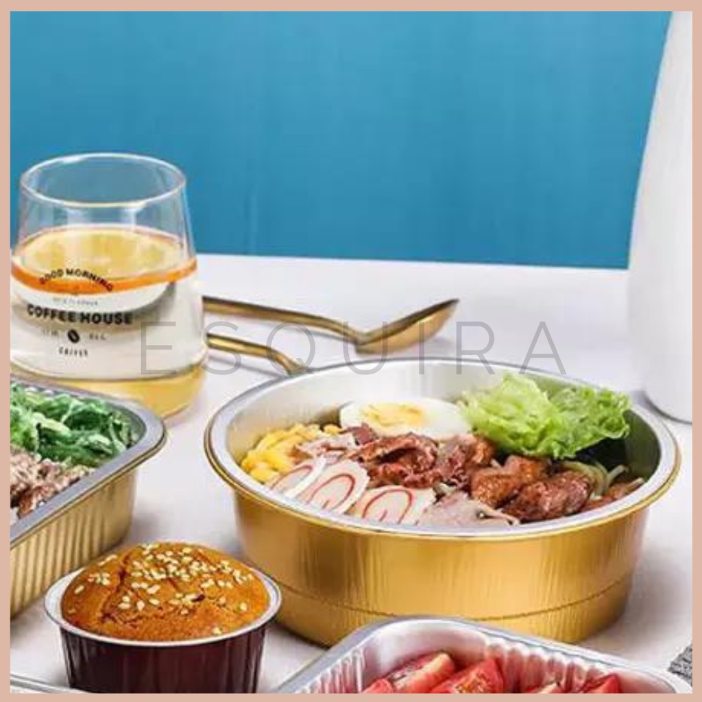 Aluminium Foil Cup Tray Gold 230ml + PET Dome Lid /10 pcs/ YY140-230