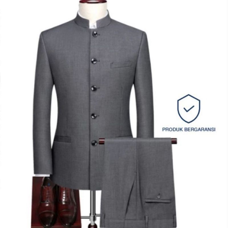 setelan jasko pria/set jas Mandarin formal modern