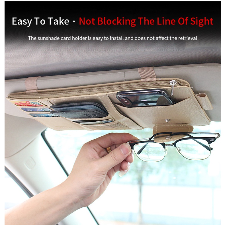 Holder Penyimpanan Kacamata / Kartu / Tiket / Pulpen Untuk sun visor Mobil