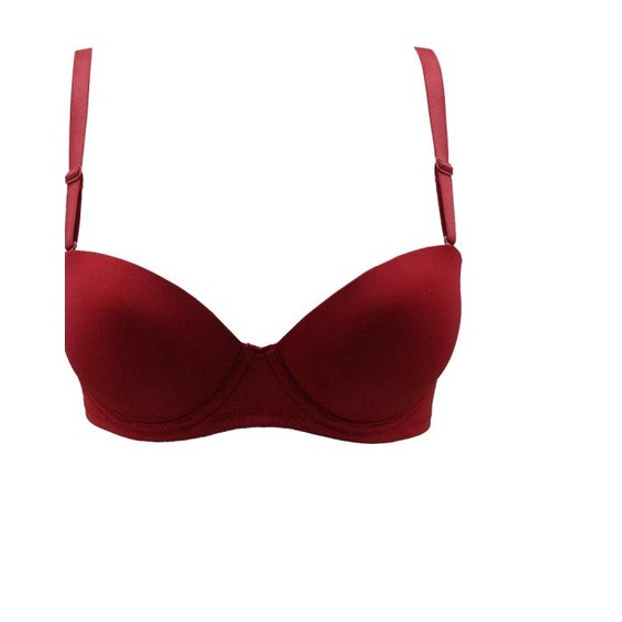 Luludi Dearie LB 5771R1 - 1/2 Cup Bra - Wire - Mold - Merah & Cream - Cokelat, 38A