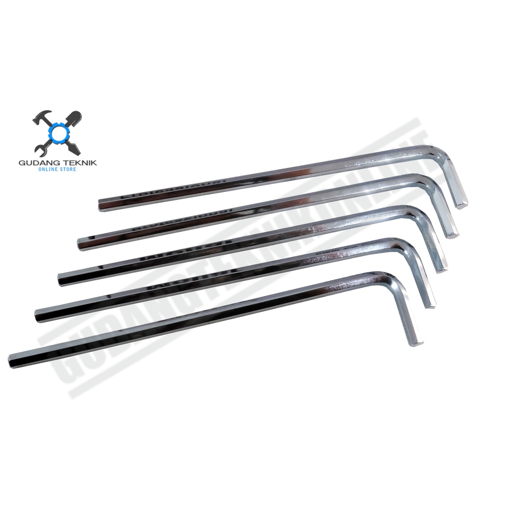 Kunci L PANJANG 3mm 4mm 5mm 6mm 8mm MOLLAR SATUAN / Hex Key CRV LONG Segi 6 ECERAN 3 4 5 6 8 mm MOLLAR