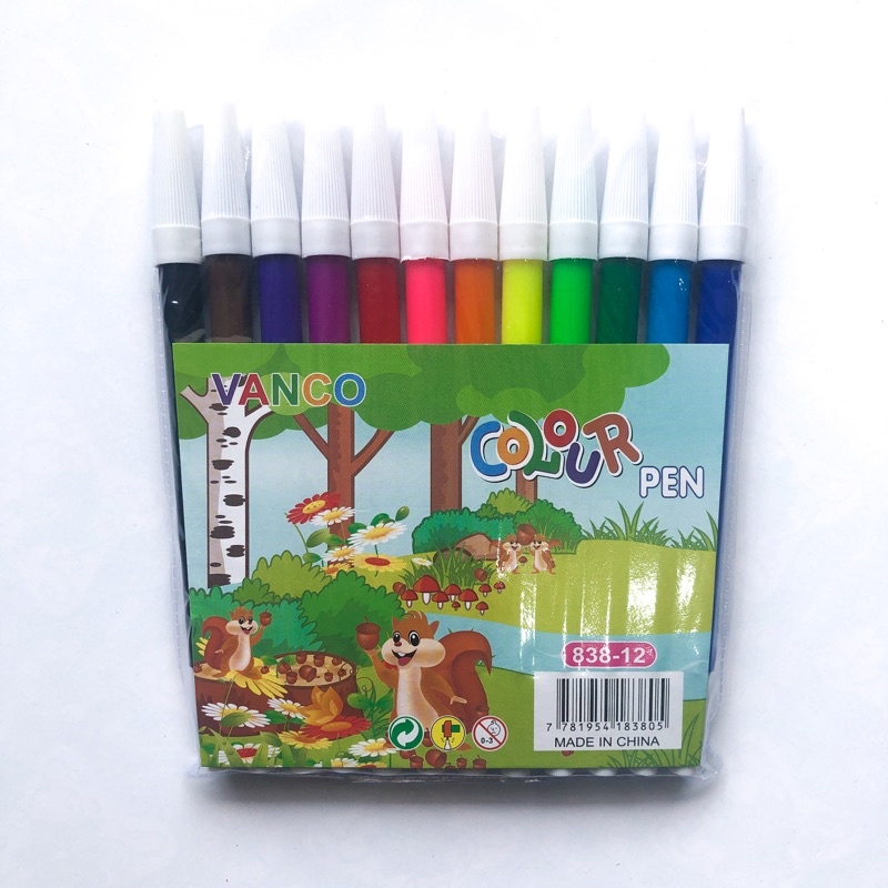 (12 Pcs) Spidol Vanco 12 Warna / Spidol Murah