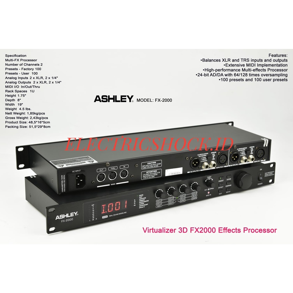 VIRTUALIZER 3D ASHLEY FX2000 EFFECTS PROCESSOR ASHLEY FX 2000 ORIGINAL