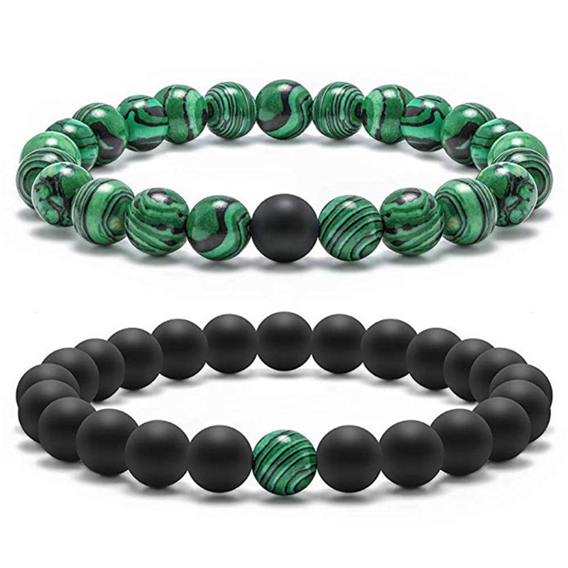Gelang Batu Natural Malachite Black Agate