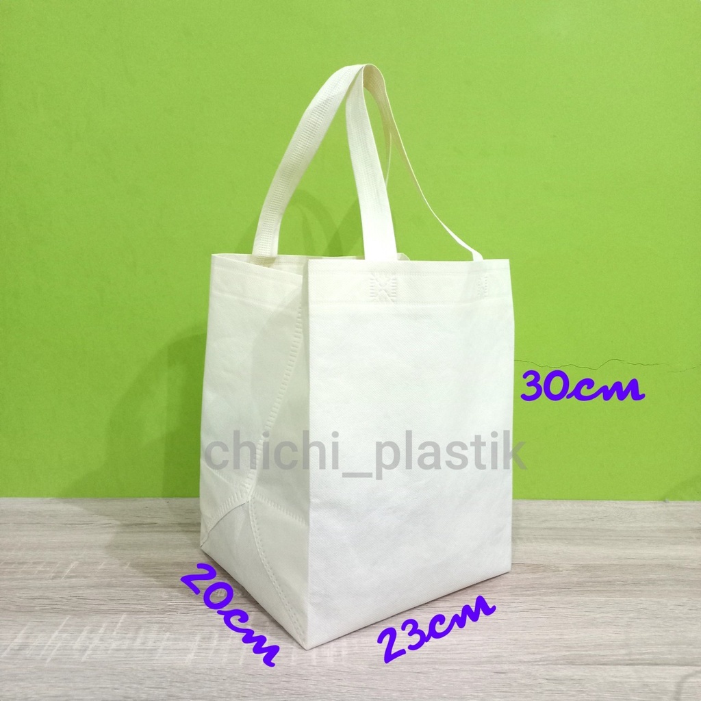 Tas press 20x20  kantong spunbond tas Kain / Goodie Bag Polos Tas Souvenir / Kantong Souvenir / tas hajatan 20x23x30