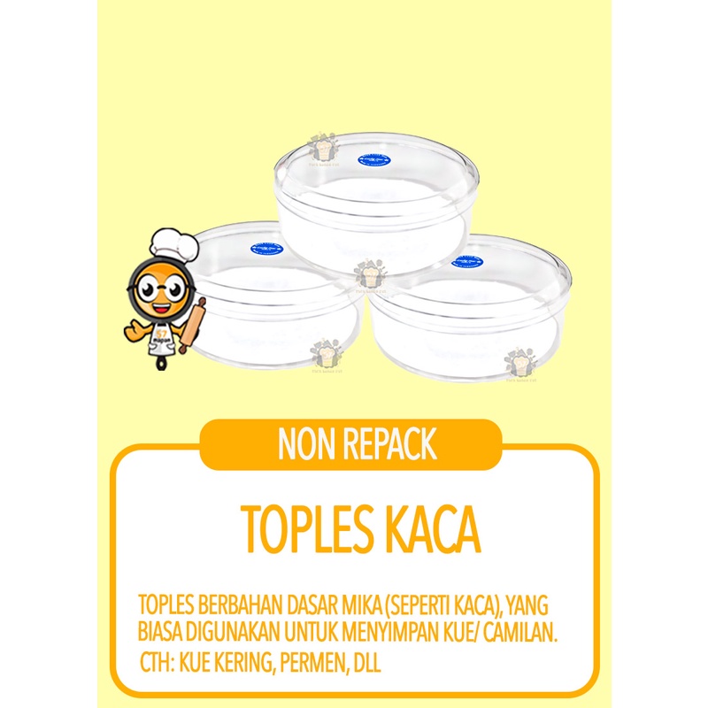

TOPLES KACA UNTUK KUE KERING 1 KG (DUS = 1 LUSIN)