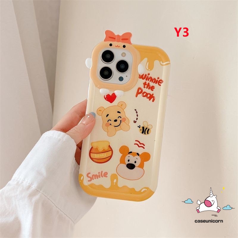 Casing Winnie the Pooh Es Krim Madu Lucu Redmi 9T 9 9A 10 10A 10C A1+9C NFC Redmi Note9 8 11 11Pro+10 11s 10Pro POCO M3 X3 NFC Pro Mi 11Lite 3D Bow Little Monster Sarung Lensa