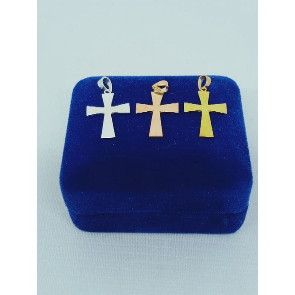 KALUNG PERAK ASLI SILVER 925 LAPIS EMAS/KALUNG MILANO ICE+LIONTIN SALIB POLOS/ASLI SILVER/FASHION WANITA