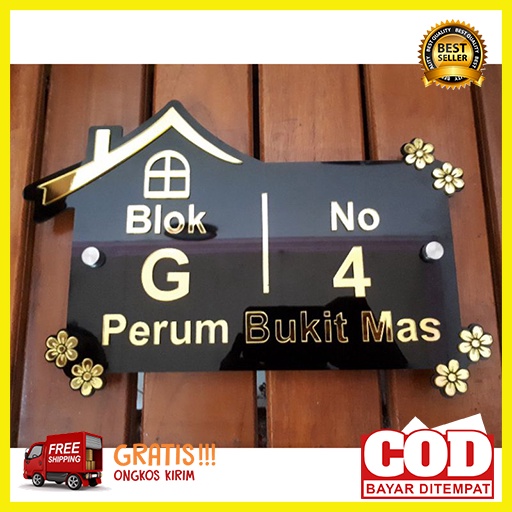 NOMOR RUMAH ACRYLIC TIMBUL CANTIK Full Akrilik 30x20 cm bisa custom / Papan Nomor Rumah / nomer ruma