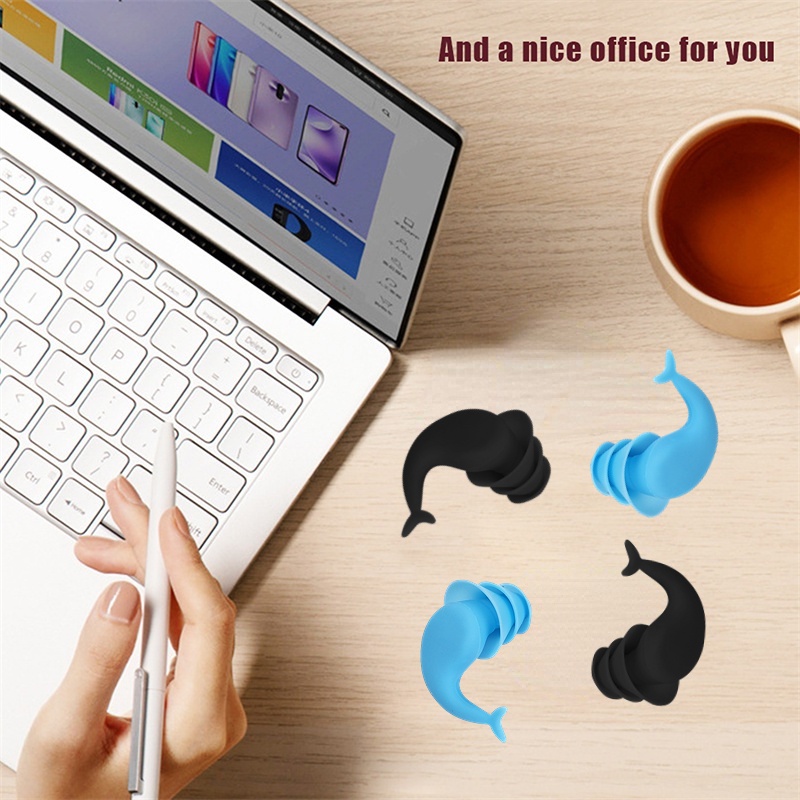 Whale 1 Pasang Earplugs Pelindung Telinga Bentuk Ikan Paus Bahan Silikon Tahan Air Anti Bising Untuk Travel