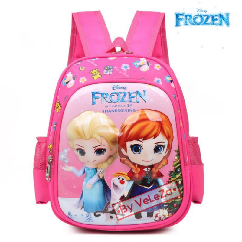 Tas ransel anak canvas karakter Frozen - tas sekolah anak PAUD TK - tas anak