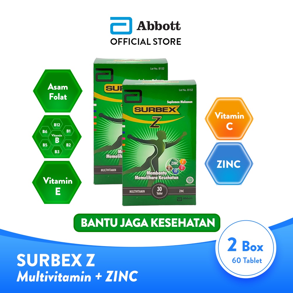 Jual Abbott [Twin Pack] Surbex Z Box 30 Tab - Multivitamin Lengkap ...