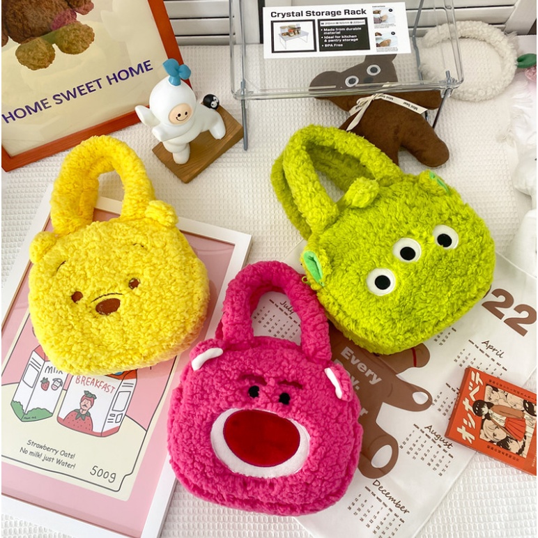 PLUSH WINNIE Bear Bag Bulu Hand Bag Cute Korean Style Pooh Lotso Monster Inc Karakter Kartun By Chikoisme NR