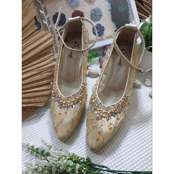 sepatu wanita mersyan gold tali 9cm tahu