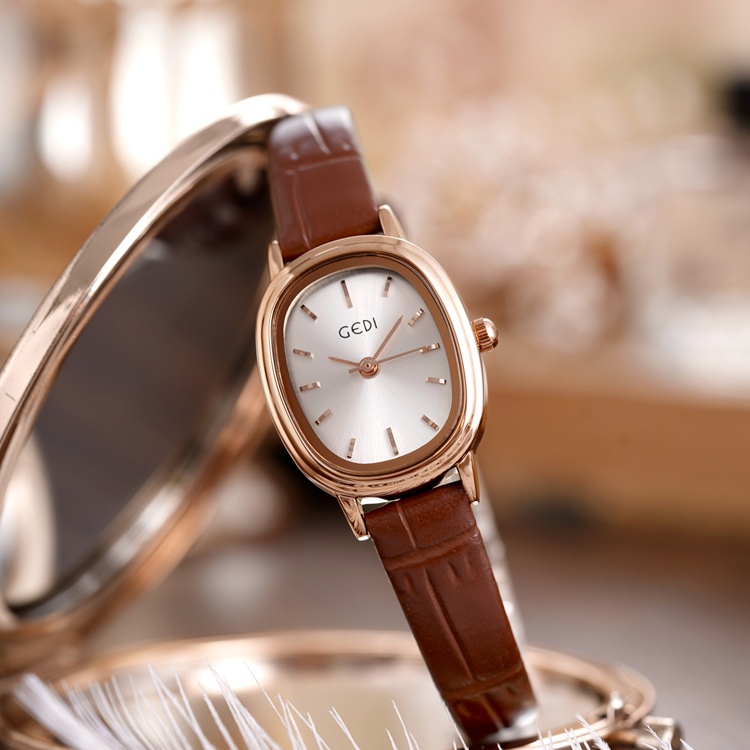Jam tangan wanita GEDI OVALE MINI tali kulit asli termurah bagus trend 2023