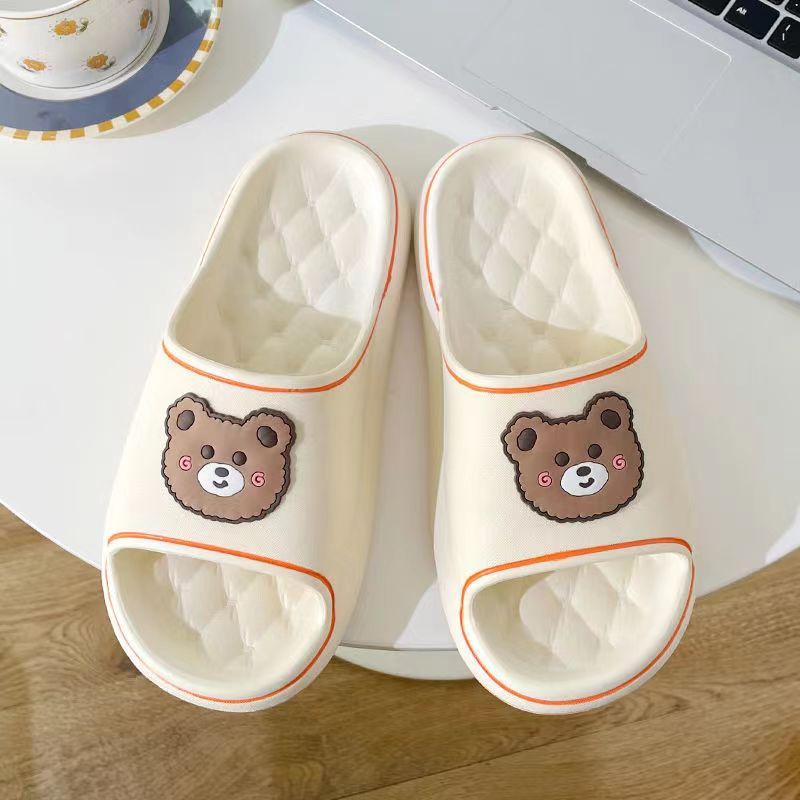 Gobra ♕ SA021 Sandal Empuk EVA Import Sendal Rumah Motif Bear Petak Petak Cute Fashion Korea Wanita Bahan Rubber Anti Sakit