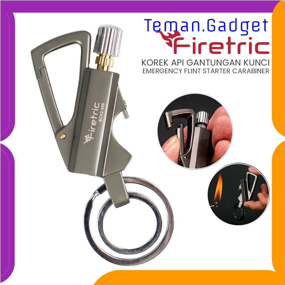 TG-KRK Firetric Korek Api Gantungan Kunci Flint Starter Carabiner - BCK2-666