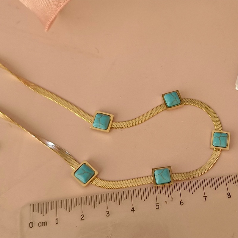 Kalung gelang gepeng batu tosca titanium anti karat harga grosir bisa cod