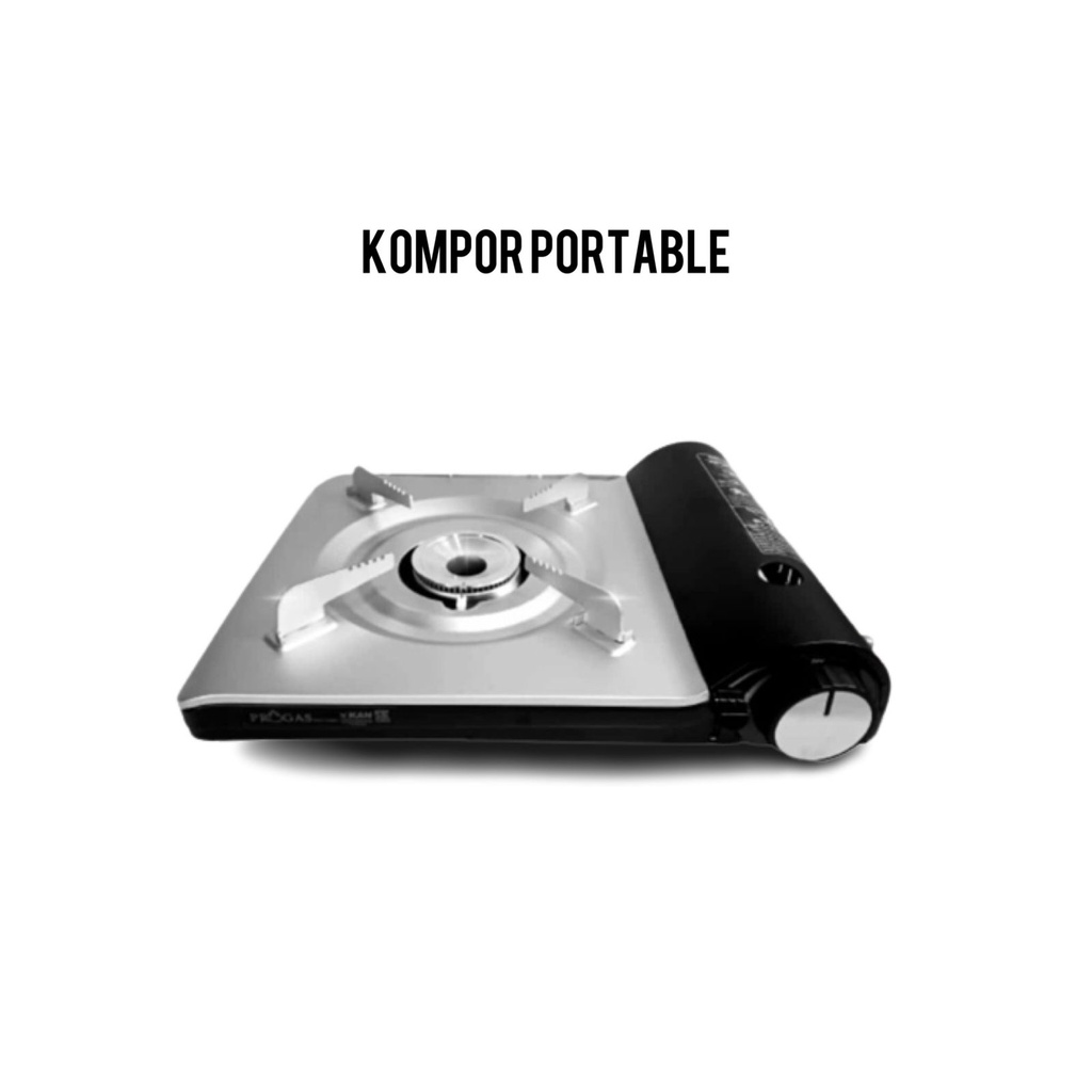 Kompor Portable PROGAS New 1 Tungku Stainless Slim/ Kompor portable 2 fungsi gas 3kg dan gas kecil/ kompor portable komplit untuk barbeque dan grill