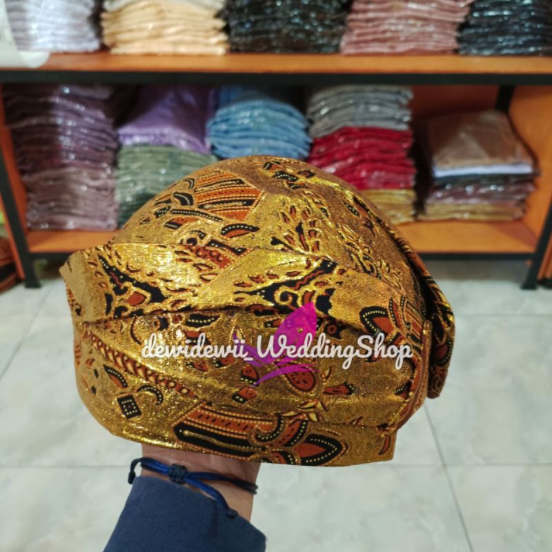 Blangkon Solo Pengantin / Motif Semen Romo Prodo Full Gold